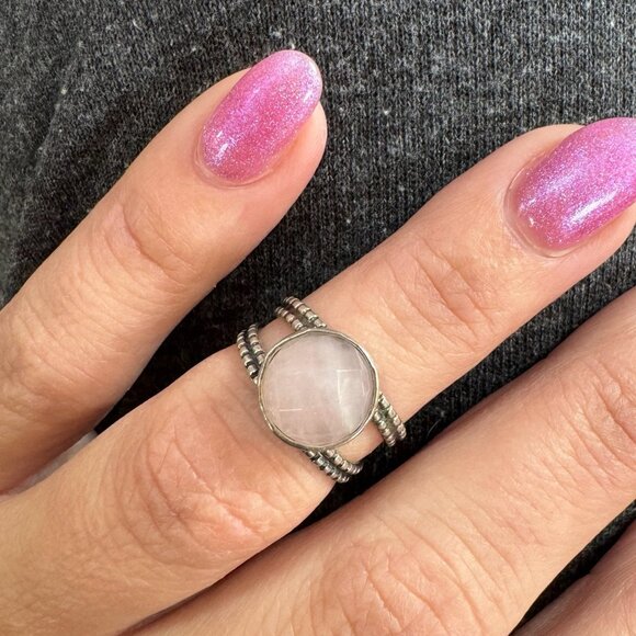 Artisan Rose Quartz Ring in Sterling Silver - Picture 1 of 5
